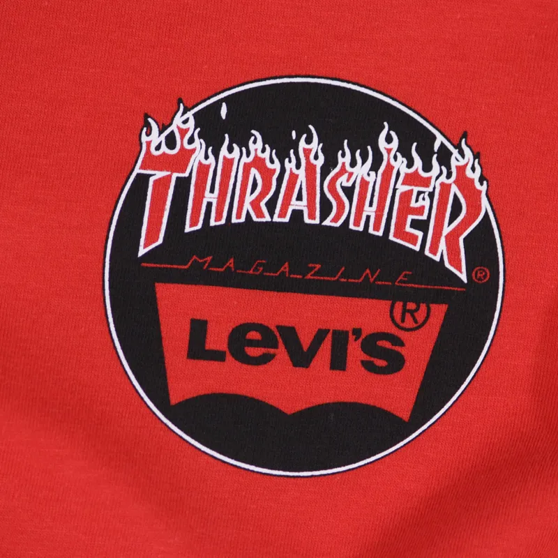 Levi's Thrasher コラボ Tシャツ 赤 Levis Skate x Thrasher Graphic T Shirt Red Mens Tee Colab