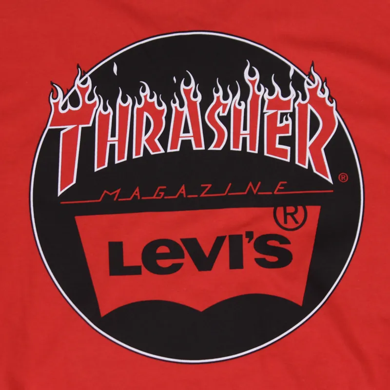 Levi's Thrasher コラボ Tシャツ 赤 Levis Skate x Thrasher Graphic T Shirt Red Mens Tee Colab