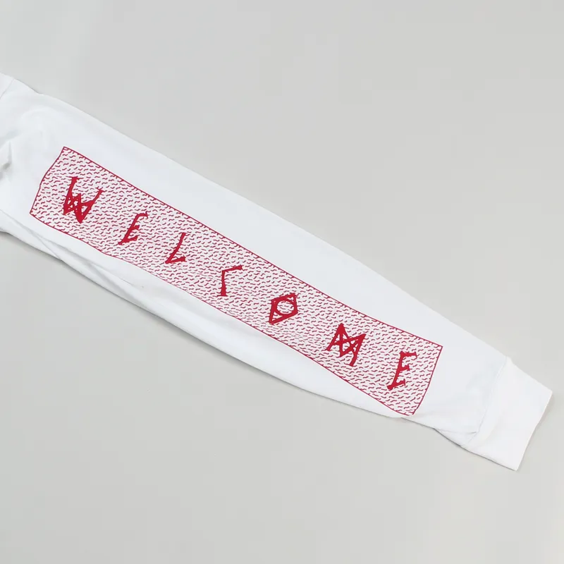 Welcome Slippery Long Sleeve T-Shirt White Red-1
