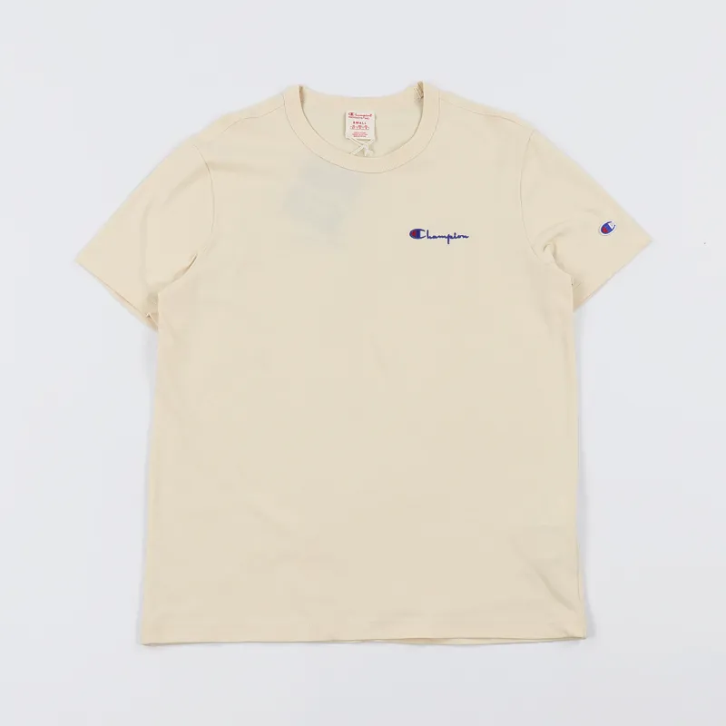 Champion Reverse Weave Crew Neck Small Script T Shirt Oat