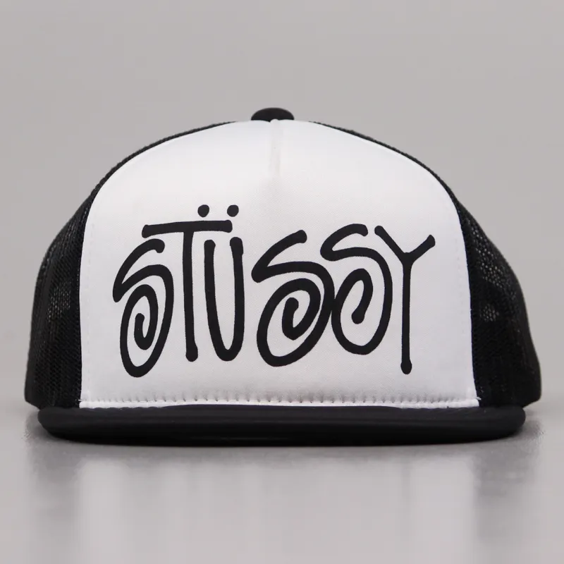 Stussy Summer Script Trucker Snapback Cap Black-1