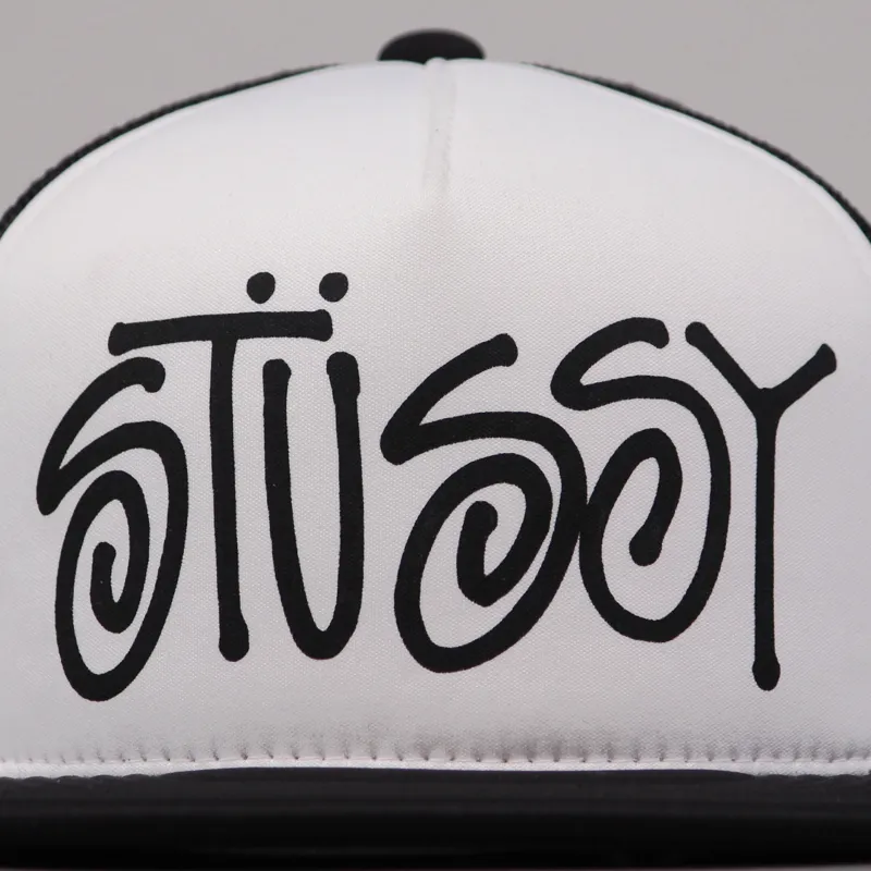 Stussy Summer Script Trucker Snapback Cap Black-2