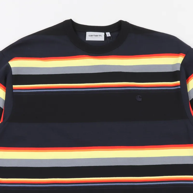 Carhartt WIP Sunder Stripe T Shirt Black Dark Navy-1