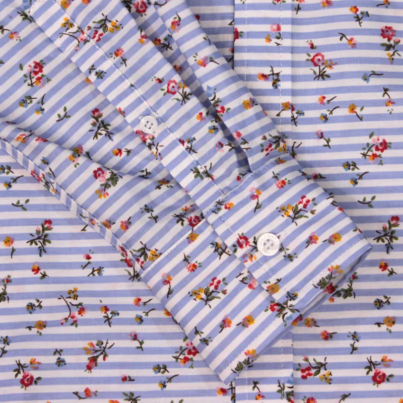 Penfield Sunnyvale Floral Long Sleeve Shirt Blue Stripe-7