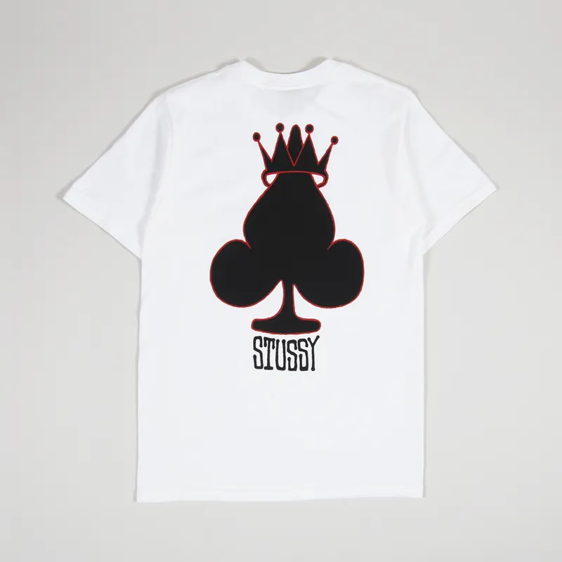 Stussy Mens Short Sleeve Crown Spade Graphic T Shirt White
