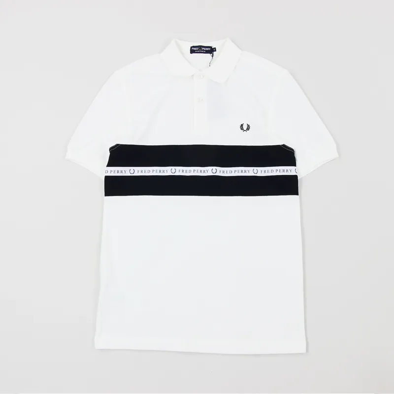 Fred Perry Sports Tape Polo Shirt Snow White