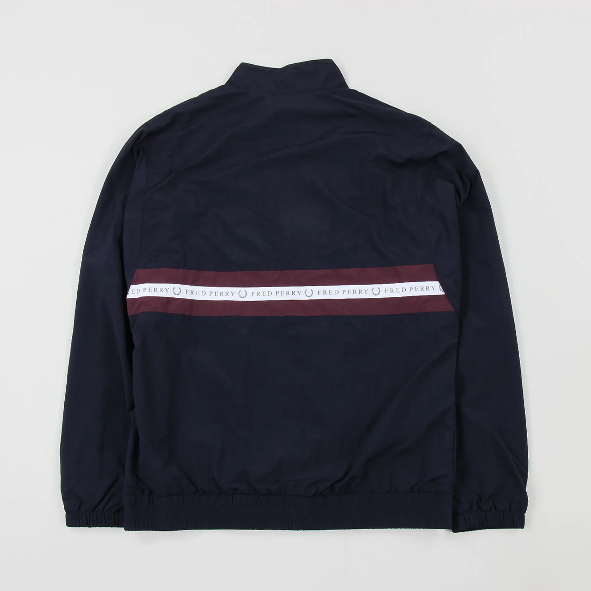 Fred Perry Mens Sports Tape Logo Shell Track Jacket Navy Blue