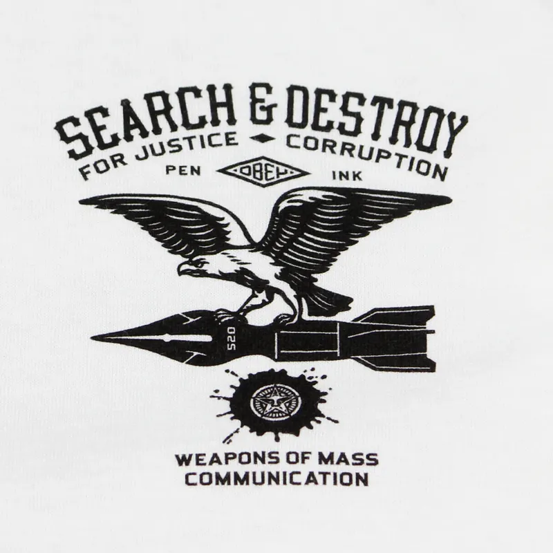 Obey Search and Destroy Back Print T-Shirt White-2