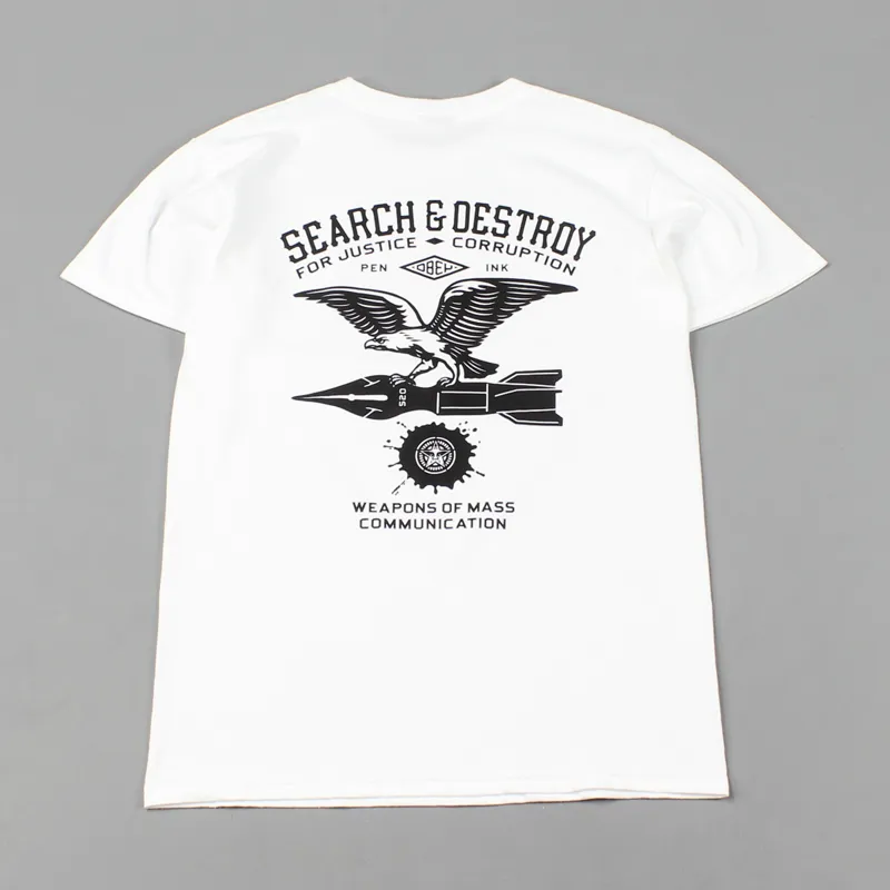 Obey Search and Destroy Back Print T-Shirt White-1