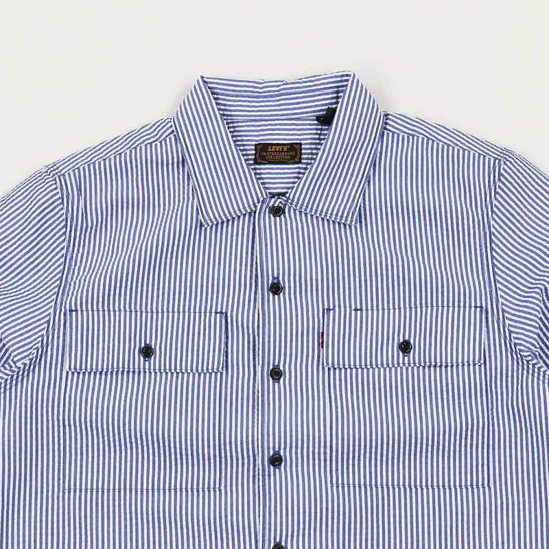 Levis Skate Short Sleeve Button Down Shirt Blue Seersucker-1