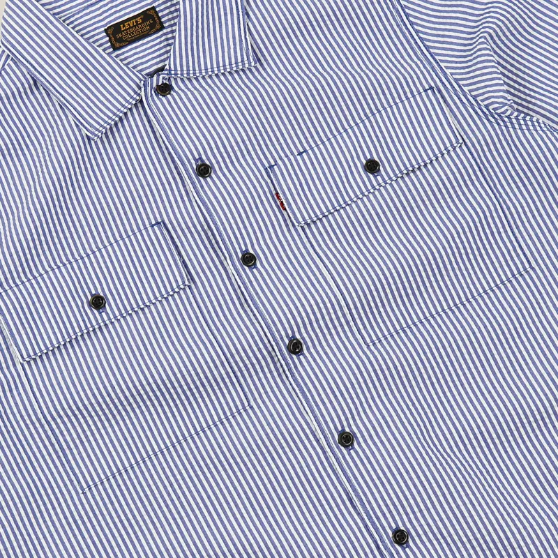 Levis Skate Short Sleeve Button Down Shirt Blue Seersucker-2