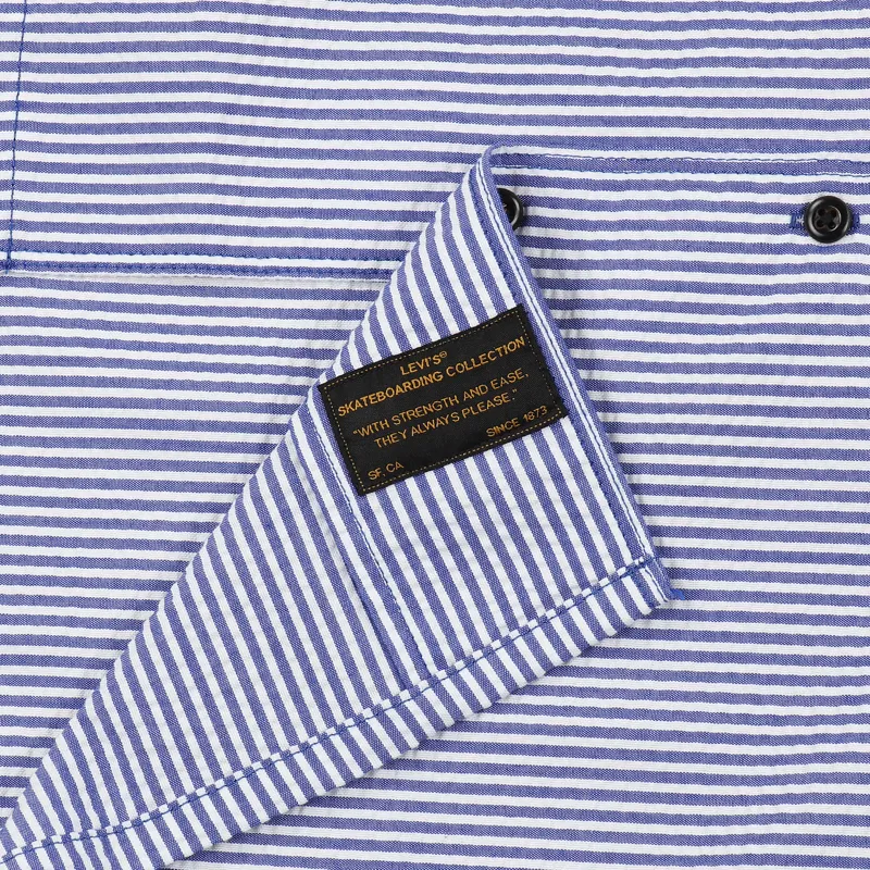 Levis Skate Short Sleeve Button Down Shirt Blue Seersucker-3