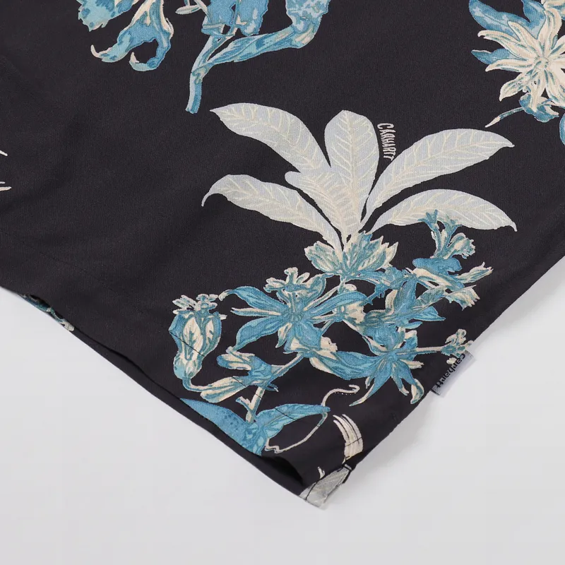 Carhartt WIP Mens Short Sleeve Hawaiian Floral Shirt Black
