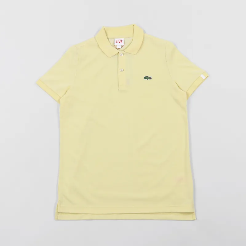 Lacoste LIVE Men Short Sleeve Rib Collar Polo Shirt Pastis Yellow