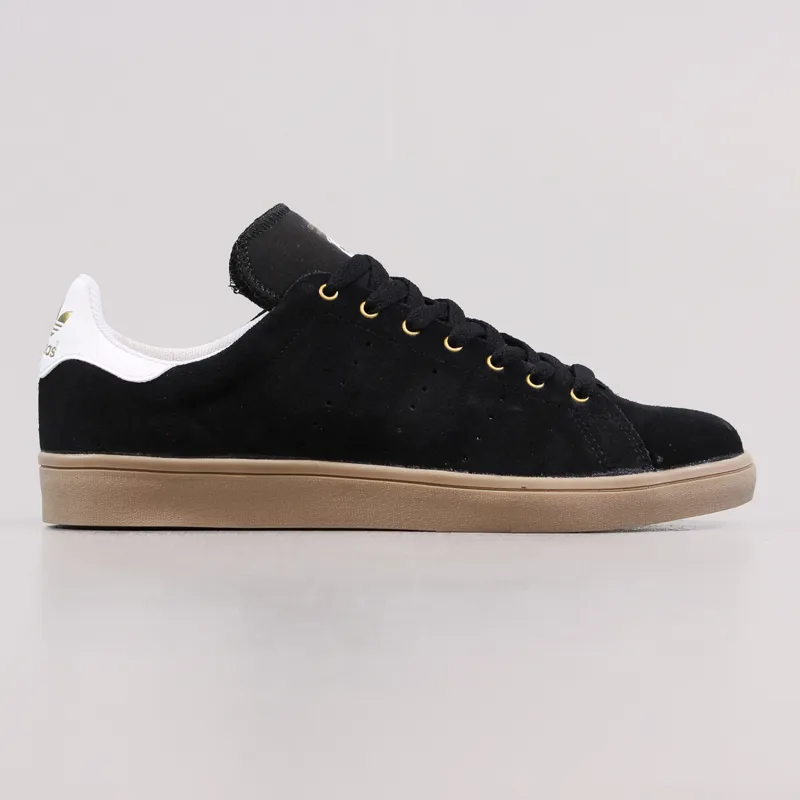 lukker konkurs Colonial Adidas Mens Stan Smith Vulc Shoes Black White Gum Trainers