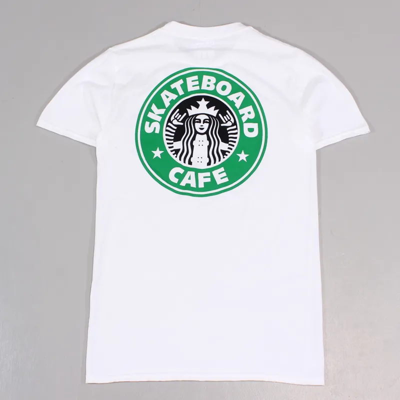 Skateboard Cafe Starfucks Mens Skateboarding T Shirt White Coffee