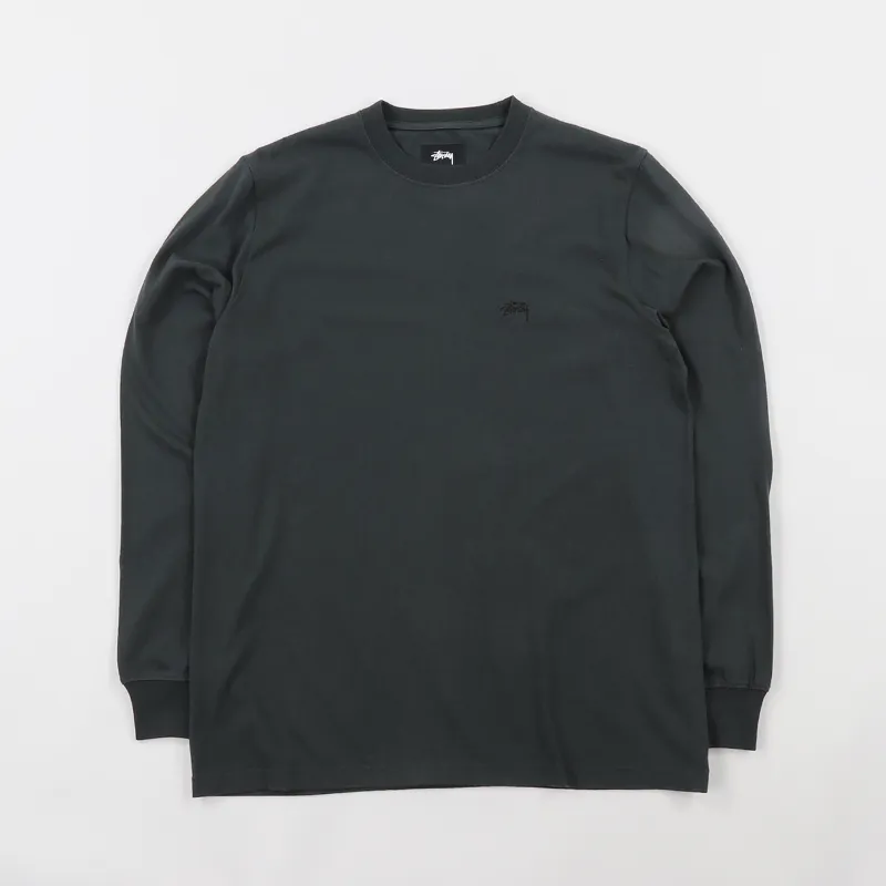 Stussy Streetwear Stock Logo Long Sleeve Cotton Jersey Black