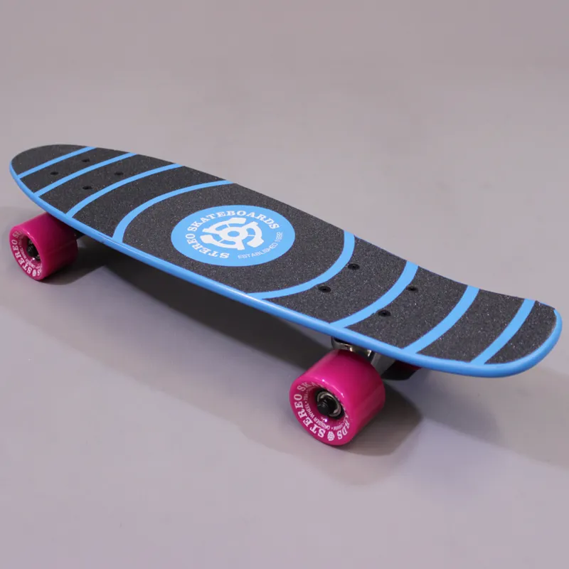 Stereo Wooden Vinyl Micro Mini Cruiser Blue Pink Skateboard