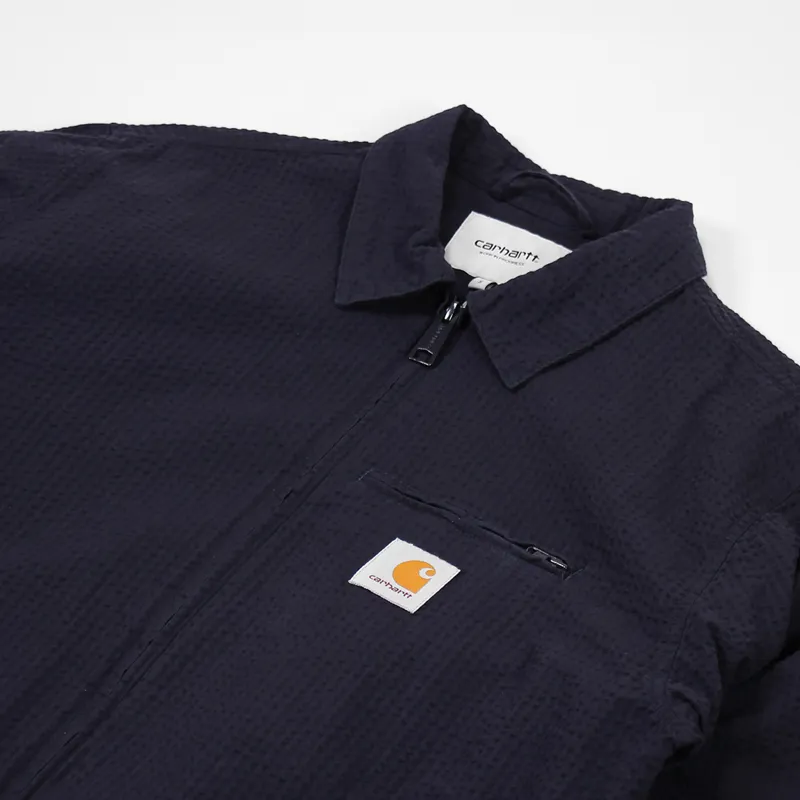 Carhartt WIP Mens Seersucker Southfield Jacket Dark Navy Blue