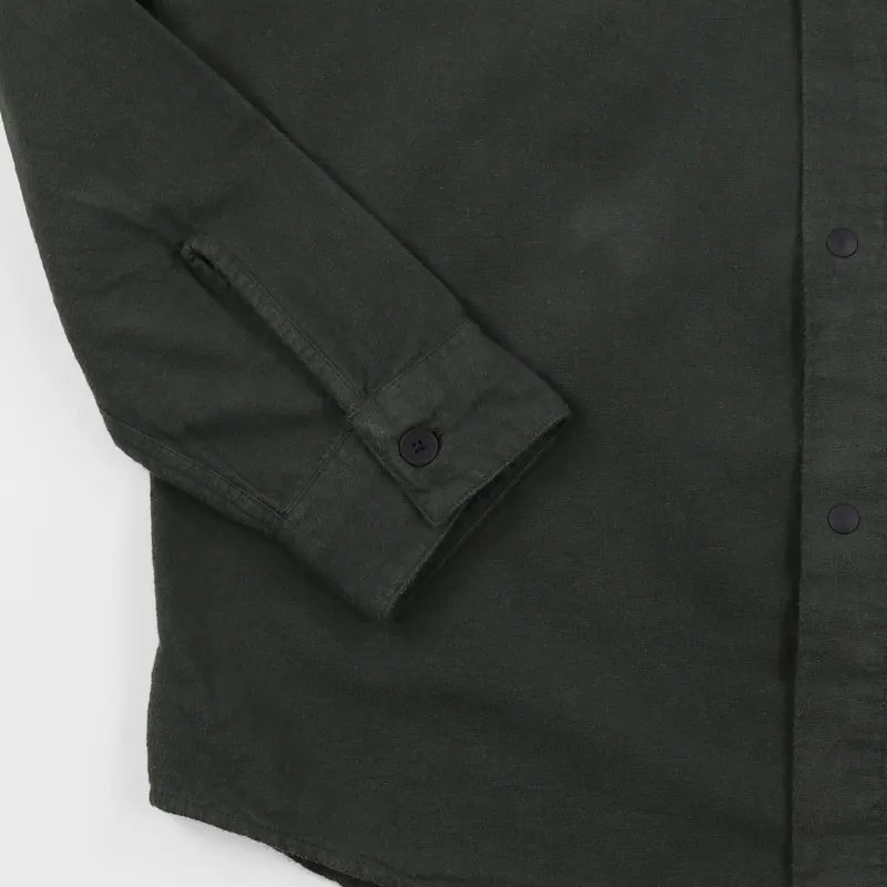 Folk Stitch Pocket Shirt Deep Green-2