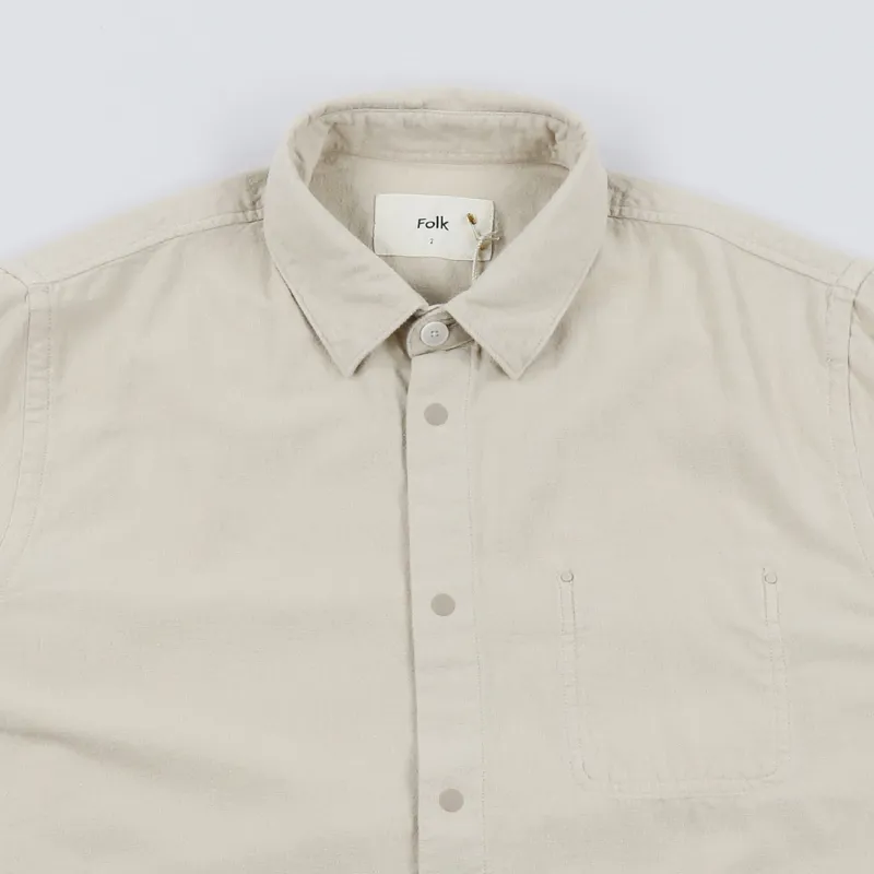 Folk Stitch Pocket Shirt Sand-1