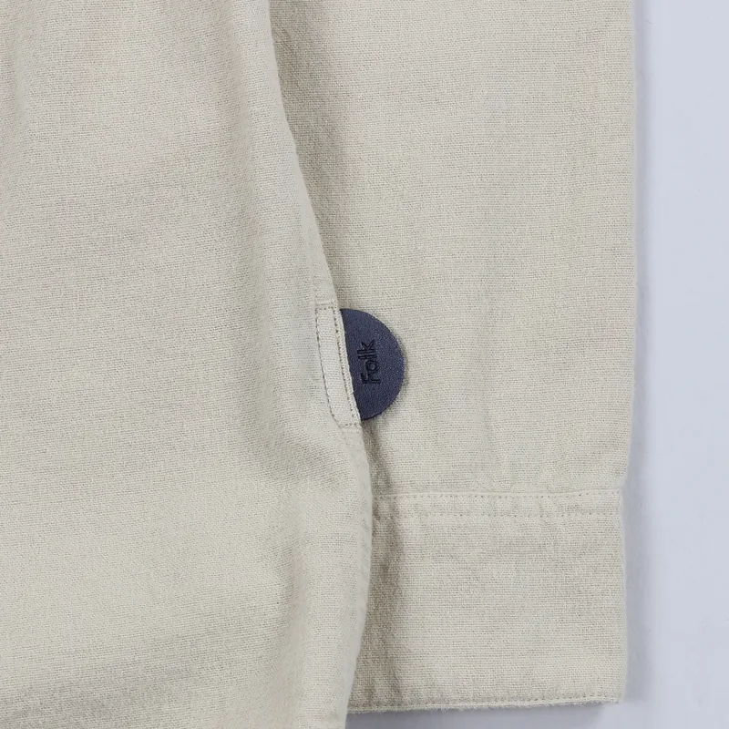 Folk Stitch Pocket Shirt Sand-3