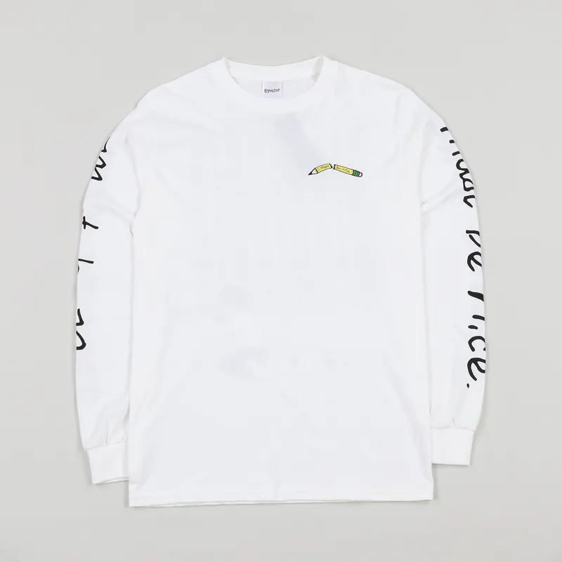 Ripndip Standards Graphics Long Sleeve Cotton T Shirt White