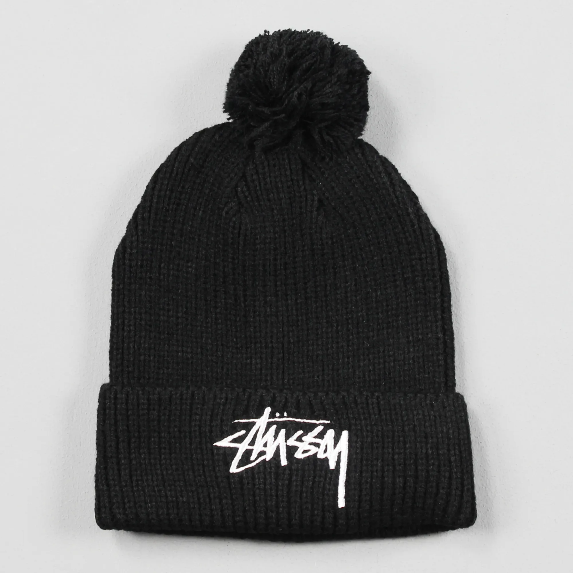 Stussy Stock Pom Beanie Hat Black - Main Image