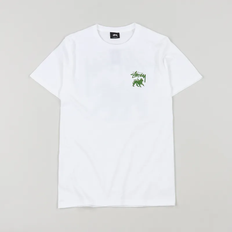 Stussy Streetwear Stock Logo Lion Graphic T Shirt White