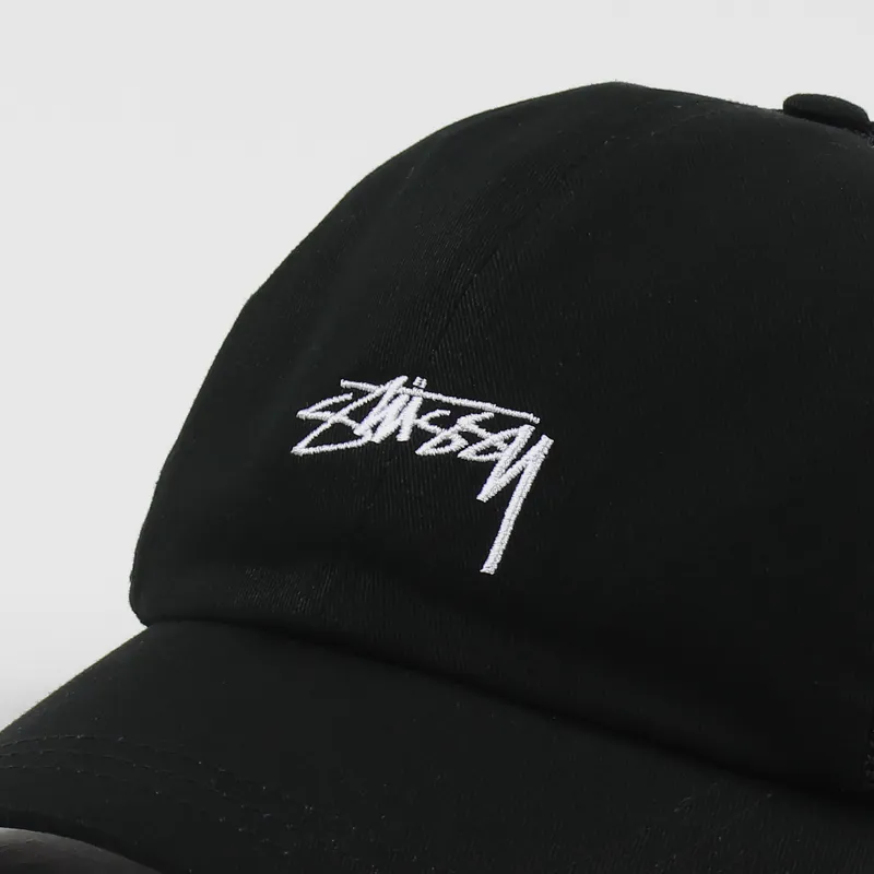 Stussy Stock Logo Low Pro Trucker Cap Black-1