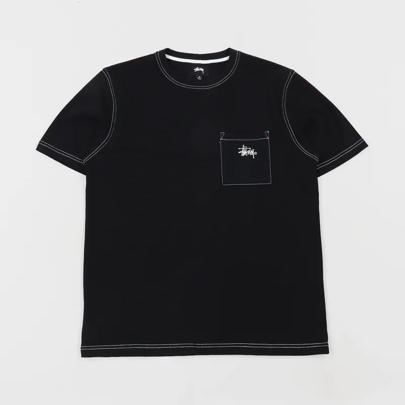 Stussy Stock Pocket Crew T Shirt Black