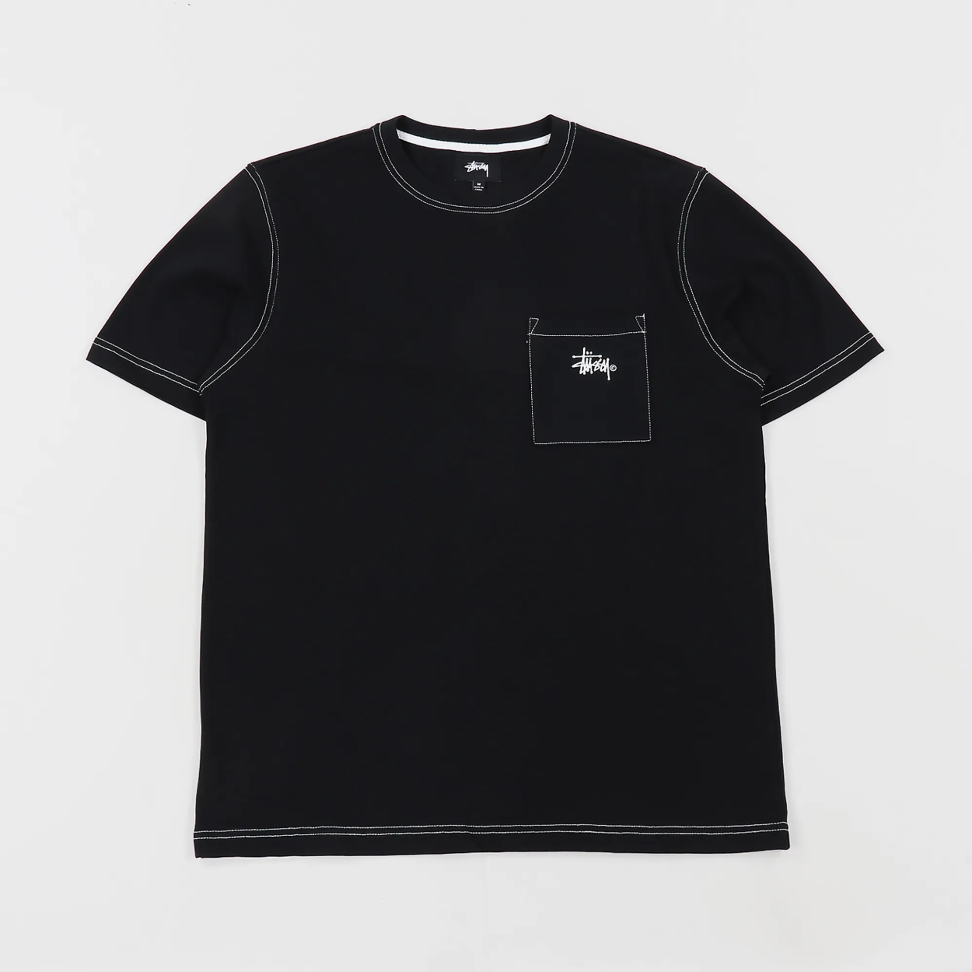 Stussy Stock Pocket Crew T Shirt Black