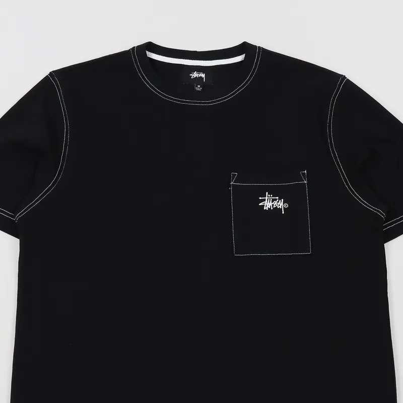 Stussy Stock Pocket Crew T Shirt Black-1