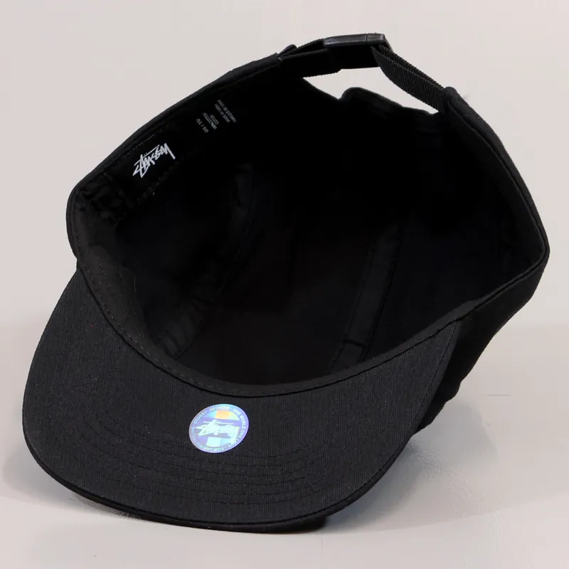 Stussy Mens Stock SP15 Five Panel Camping Cap Black Outdoors