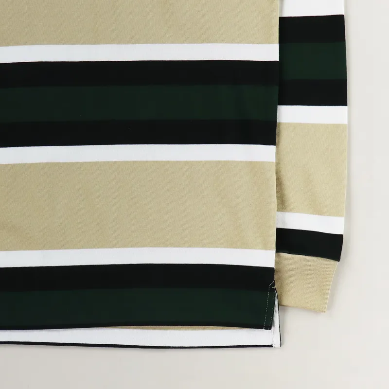 Lacoste Striped Rugby Shirt Beige White Black Green-2