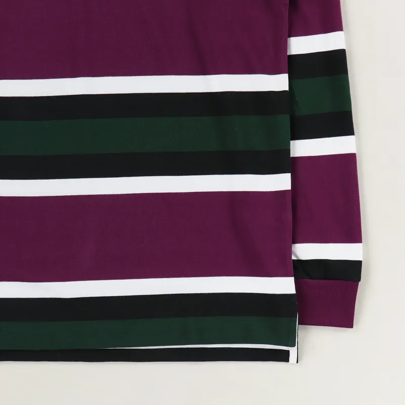 Lacoste Striped Rugby Shirt Bordeaux White Black-2