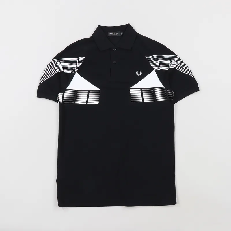 Fred Perry Stripe Graphic Pique Polo Shirt Black