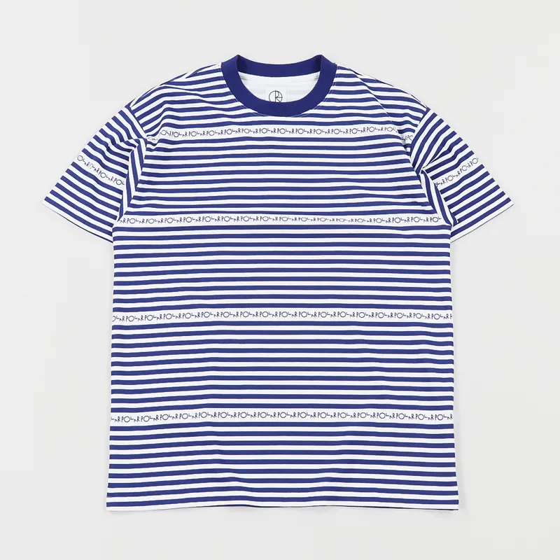 Polar Skate Co. Stripe Logo T Shirt Dark Blue