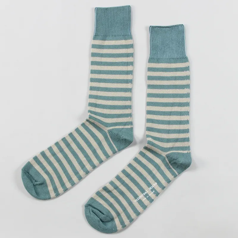 Universal Works Stripe Sock Olive-1