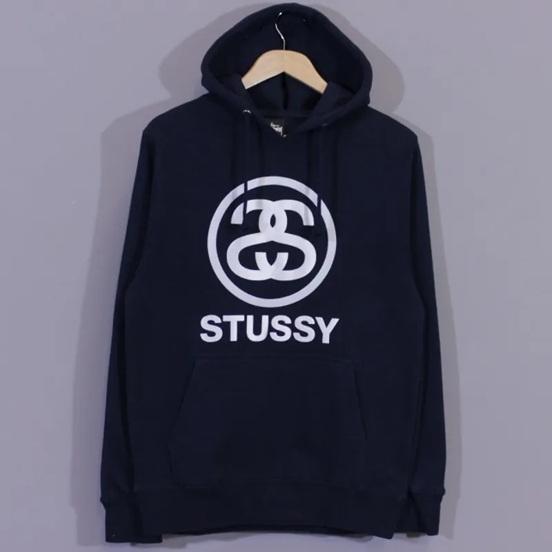 Stussy Link Hoodie Navy Mens Hood Hoody Chanel Detailed 3D logo