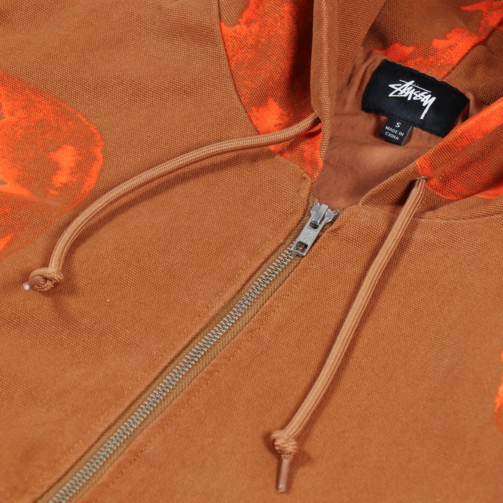 Stussy Tribe Mens Printed Canvas Workwear Jacket Clay Brown