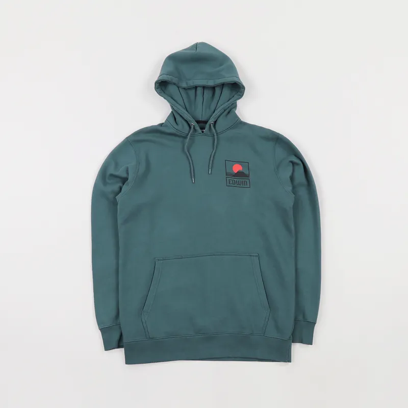 Edwin Mens Sunset On Mt Fuji Pullover Hoodie Dark Slate Blue