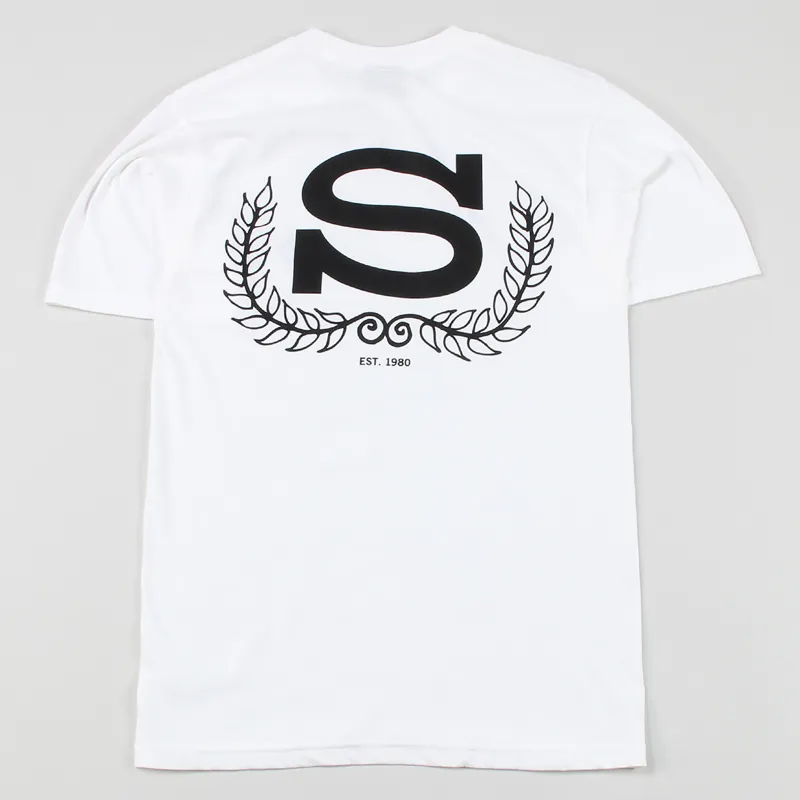 Stussy S Wreath T Shirt White Embroidered Print Graphic Cotton
