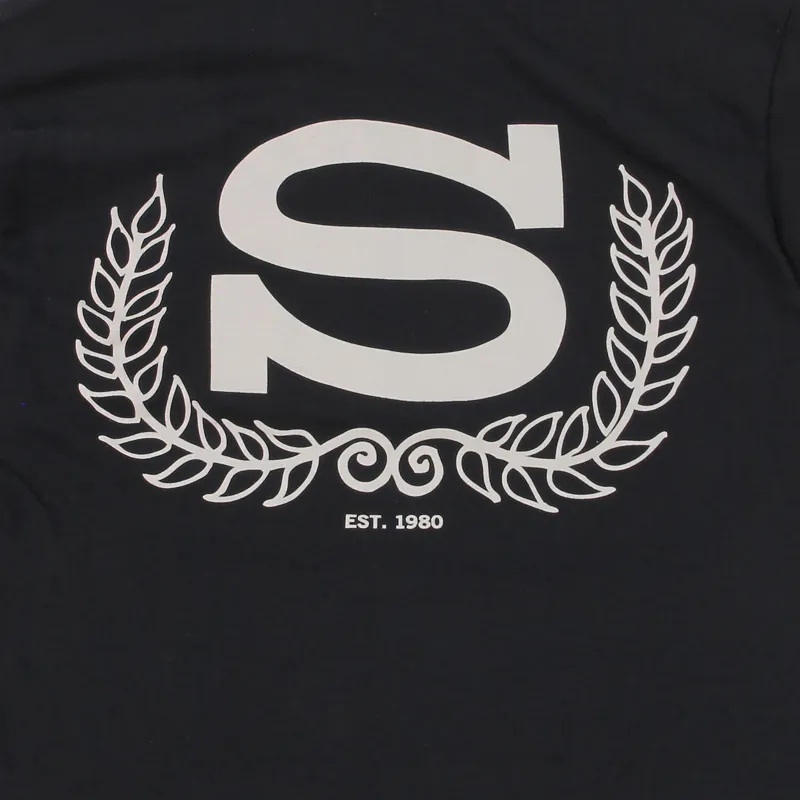 Stussy Mens S Wreath Long Sleeve Cotton Tee T Shirt Black