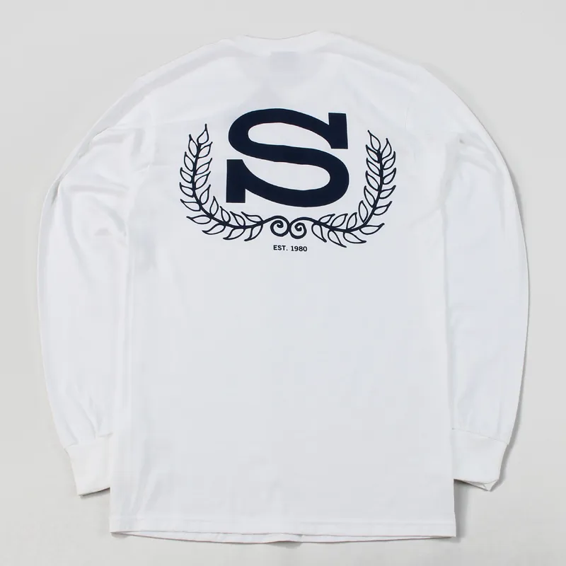 Stussy S Wreath Long Sleeve T Shirt White-2