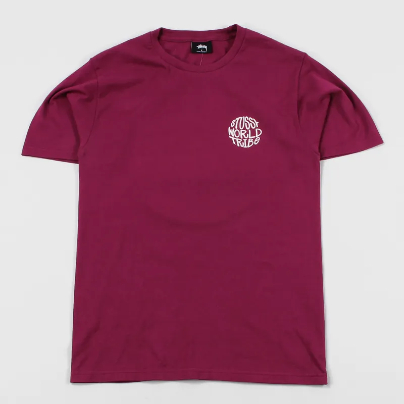 Stussy Worldwide 100 Percent Cotton SWT Globe Tee T Shirt Grape