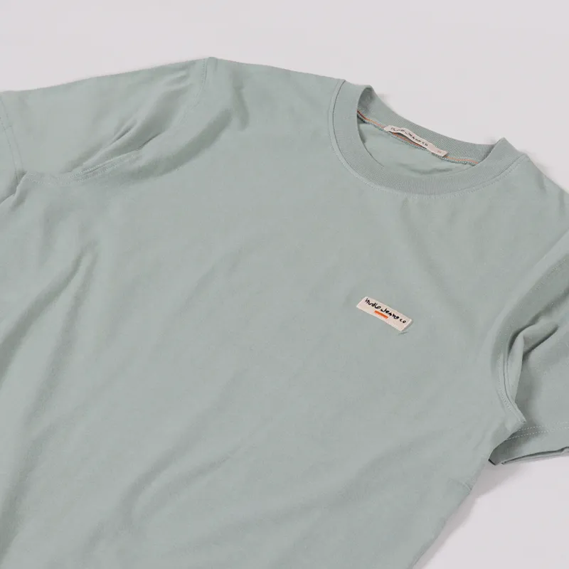 Nudie Jeans Daniel Logo T Shirt Pale Green-1