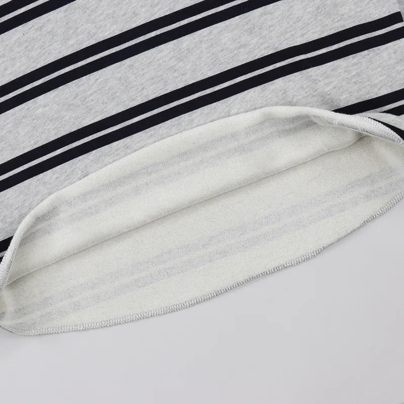 Edwin Terry Striped Long Sleeve T Shirt Grey Marl Navy-4