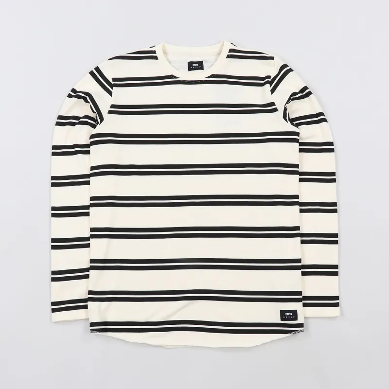 Edwin Terry Striped Long Sleeve T Shirt Natural Black