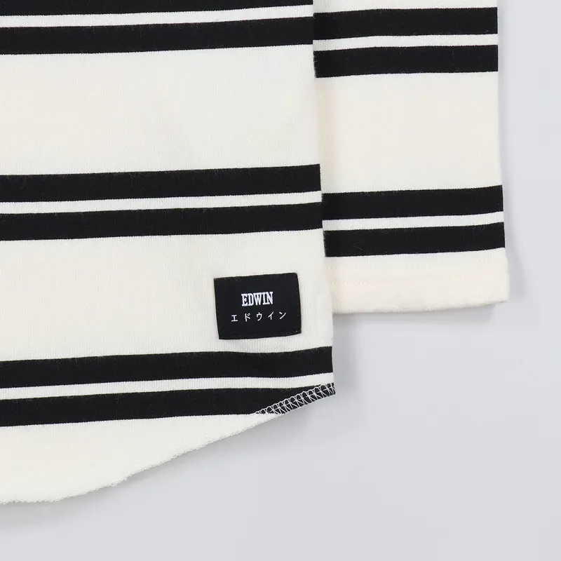 Edwin Terry Striped Long Sleeve T Shirt Natural Black-3